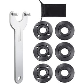 7PCS Angle Grinder Nut Angle Grinder Flange Wrench, Premium Flange Metal Lock Nut with Storage Bag, Compatible with Milwaukee Metabo Dewalt Bosch Ryobi Black Decker 4.5" 5" 5/8-11 Replacement Part
