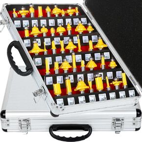 LEATBUY Router Bit Set 1/2-Inch Shank 41 PCS, Extended Entry Door Rail Stile Router Bits Sets, Woodworking Milling Cutter Tools, Router Grooving Mill Tool