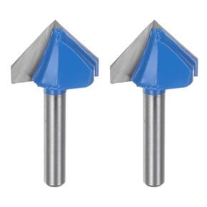 HARFINGTON 2pcs Router Bits 1/2" Dia 1/4" Shank 90 Degree V Type End Mill Carbide for Woodworking Carpentry Engraving Edge Trimmer Cutter Tool