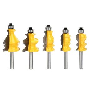 5pcs 8mm Shank Handrail Router Bits Cabinet Door Top Line Milling Cutter Woodworking Tools for MDF Solid Wood, Particleboard, Plywood, Wooden Door Frame