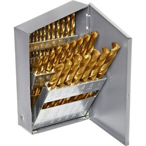 Chicago Latrobe 69870 2550 Series Cobalt Steel Jobber Length Drill Bit Set With Metal Case, TiN Coated, 135 Degree Split Point, Inch, 29-piece, 1/16" - 1/2" in 1/64" increments