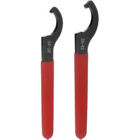 uxcell C Hook Spanner Wrench for Lathe Clamping 34-36mm Collet Chuck Nut with Red Non-slip Handle