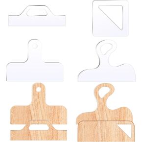 4 Pcs Acrylic Charcuterie Board Handle Template Clear Cutting Board Router Template for Woodworking Large Angled Curvy Tracing Stencils Guide Tools for Kitchen Home Laser Cut Guide Tools