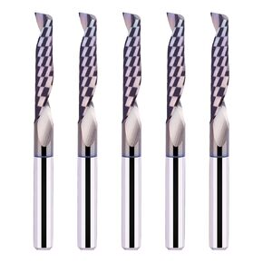 SpeTool 5PCS Carbide Single Flute CNC Router Bits 1/8" Shank, 3/4" Cutting Length with TAC Extreme Tool Life Coated, Solid Carbide CNC Router Bits for Woodworking Milling Slot Mortise
