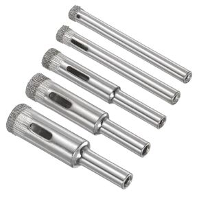 Diamond Drill Bits Set, 5mm 6mm 8mm 10mm 12mm Cutting Diameter, Diamond Dry Core Drill Hole Saws Bits Tools - (Applications: for Glass Drilling Hard Materials), 5-Pieces