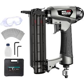 NEU MASTER Pneumatic Brad Nailer, 18 Gauge Nail Gun Fires 5/8-Inch to 2-Inch Brad Nails with Carrying Case, Safety Glasses, 800pcs Nails