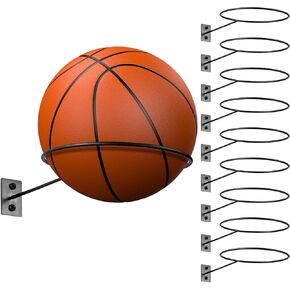 Lounsweer 10 Pcs Ball Holder Wall Mount Display Basketball Storage Black Metal Universal Ball Rack Shelf Display Rack Stand for Basketball Football Volleyball Soccer Storage Display Boy