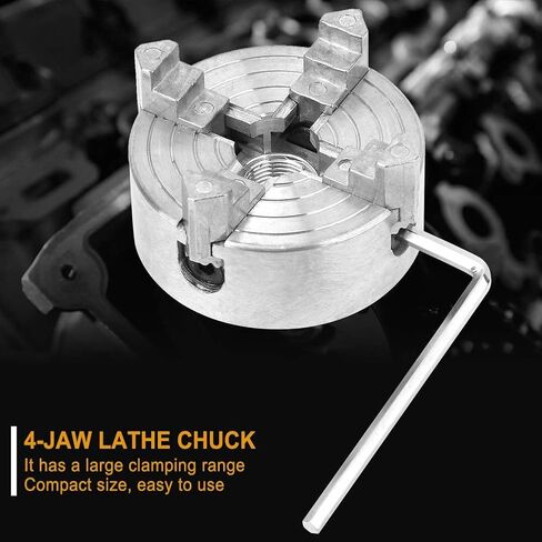 Lathe Chuck, Z011A Zinc Alloy 4-Jaw Chuck Clamp Accessory for Mini Metal Lathe in Saudi Arabia