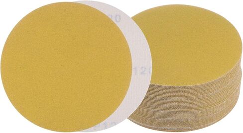 50pcs No Hole Sanding Discs- [ 6 Inch 120 Grit ] Round Hook and Loop Grip Sanding Pads Sandpaper for Automotive Woodworking Metal Polishing Use| Gold, Aluminum Oxide in Saudi Arabia
