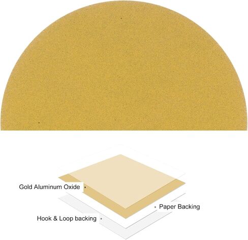 50pcs No Hole Sanding Discs- [ 6 Inch 120 Grit ] Round Hook and Loop Grip Sanding Pads Sandpaper for Automotive Woodworking Metal Polishing Use| Gold, Aluminum Oxide in Saudi Arabia