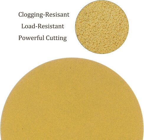 50pcs No Hole Sanding Discs- [ 6 Inch 120 Grit ] Round Hook and Loop Grip Sanding Pads Sandpaper for Automotive Woodworking Metal Polishing Use| Gold, Aluminum Oxide in Saudi Arabia