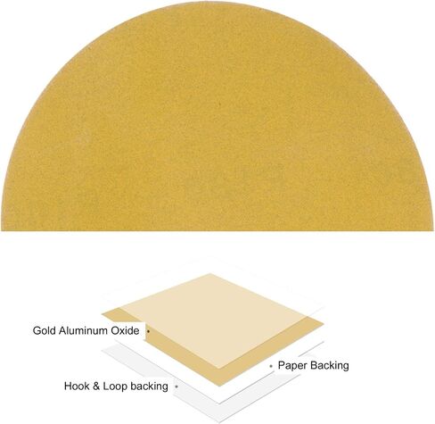 50pcs No Hole Sanding Discs- [ 6 Inch 120 Grit ] Round Hook and Loop Grip Sanding Pads Sandpaper for Automotive Woodworking Metal Polishing Use| Gold, Aluminum Oxide in Saudi Arabia
