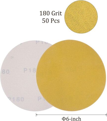 50pcs No Hole Sanding Discs- [ 6 Inch 120 Grit ] Round Hook and Loop Grip Sanding Pads Sandpaper for Automotive Woodworking Metal Polishing Use| Gold, Aluminum Oxide in Saudi Arabia