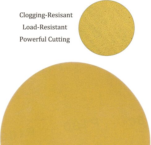 50pcs No Hole Sanding Discs- [ 6 Inch 120 Grit ] Round Hook and Loop Grip Sanding Pads Sandpaper for Automotive Woodworking Metal Polishing Use| Gold, Aluminum Oxide in Saudi Arabia
