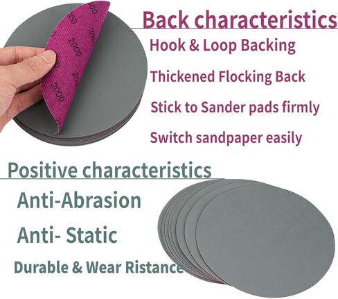 6" Wet Dry Sanding Discs, 1000 Grit 30 Sheets 6" (150 mm) Hook and Loop Sanding Paper Silicon Carbide Hook and Loop Sandpaper for Sanding Grinder Polishing Woodworking in Saudi Arabia