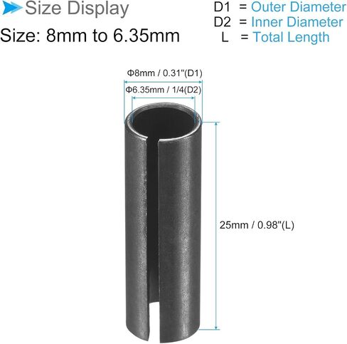 Router Collet Driver Adapter, 8mm to 6mm 0.3" Outer Dia, Lathe CNC Milling Bit Shank Carving Machine - (Applications: for Wood and Metal Milling), 2-Pieces in Saudi Arabia