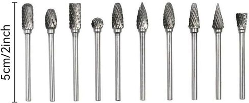 نتوءات كربيد قطع، 10 قطعة نتوءات دوارة كربيد نهاية مطحنة مجموعة لنحت الخشب الحجر الحفر أداة العمل المعدنية in Kuwait