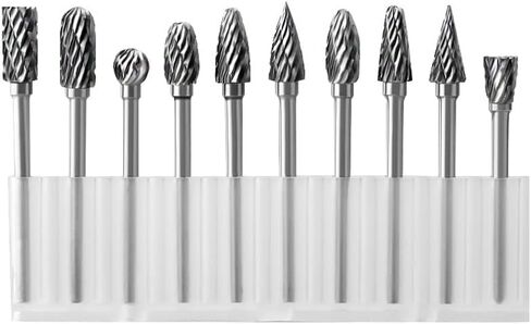 نتوءات كربيد قطع، 10 قطعة نتوءات دوارة كربيد نهاية مطحنة مجموعة لنحت الخشب الحجر الحفر أداة العمل المعدنية in Kuwait