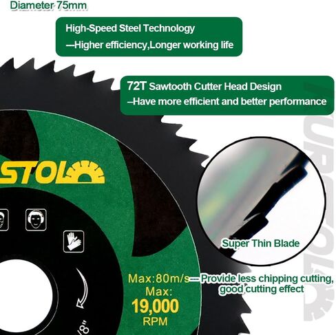 3" HSS Circular Saw Blade - 4pcs 75mm 72T Cutting Disc Arbor 11.12mm with 9.5mm Washer for Copper Aluminum Metal Non-ferrous Sheet Metal in Saudi Arabia