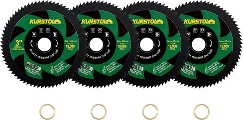 3" HSS Circular Saw Blade - 4pcs 75mm 72T Cutting Disc Arbor 11.12mm with 9.5mm Washer for Copper Aluminum Metal Non-ferrous Sheet Metal in Saudi Arabia