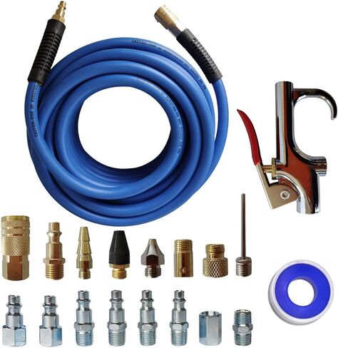 Abakoo 19 Pieces Air Compressor Accessory Kit, 3/8" x 50 Feet Hybrid Air Hose, 1/4" NPT Air Tool Kit with Blow Gun and Air Hose Fittings in Saudi Arabia