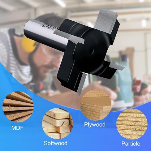 LANGSKIP'S CNC Spoilboard Surfing Router Bit 1/2 "عرقوب، بلاطة تسطيح راوتر بت كربيد المسوي راوتر بت الخشب طحن القاطع أداة التخطيط أدوات النجارة YG6X كربيد - 4 أجنحة in Kuwait