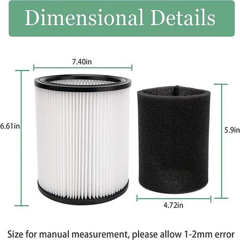 فلتر بديل خرطوشة 90304 90350 متوافق مع المكانس الكهربائية Shop Vac 90350 90304 90333، يناسب معظم الأماكن الرطبة/الجافة 5 جالون وما فوق in Kuwait