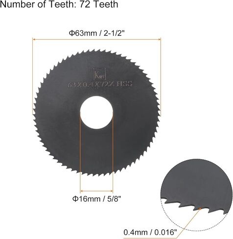 HARFINGTON 2pcs Circular Saw Blades 63mm x 16mm x 0.5mm 72 Teeth Nitride Coated High Speed Steel (HSS) Milling Cutters for Aluminum Alloy Metal Plastic Wood in Saudi Arabia