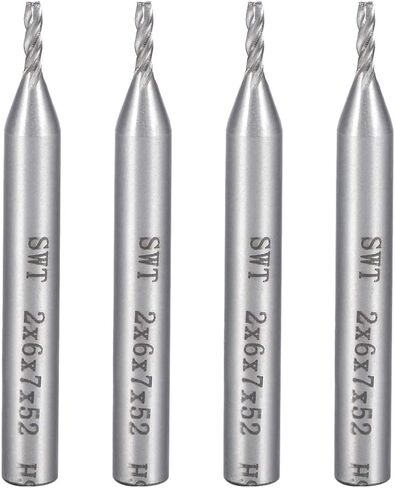uxcell 4PCS 6mm Shank 2mm x 7mm Straight Flat Nose End Mill Cutter CNC Router Bits 4 Flute in Saudi Arabia