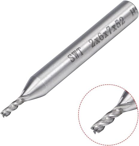 uxcell 4PCS 6mm Shank 2mm x 7mm Straight Flat Nose End Mill Cutter CNC Router Bits 4 Flute in Saudi Arabia