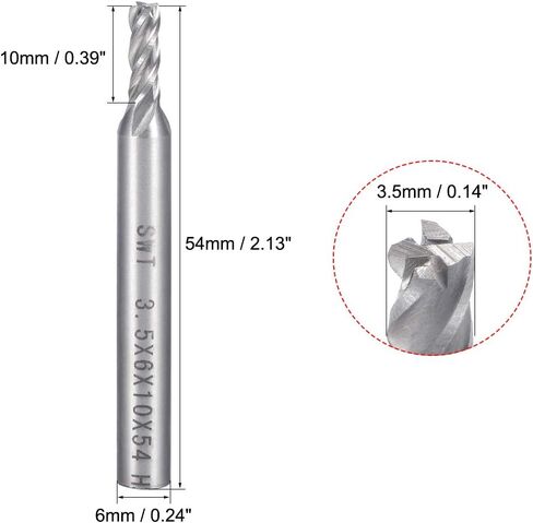 uxcell 4PCS 6mm Shank 2mm x 7mm Straight Flat Nose End Mill Cutter CNC Router Bits 4 Flute in Saudi Arabia