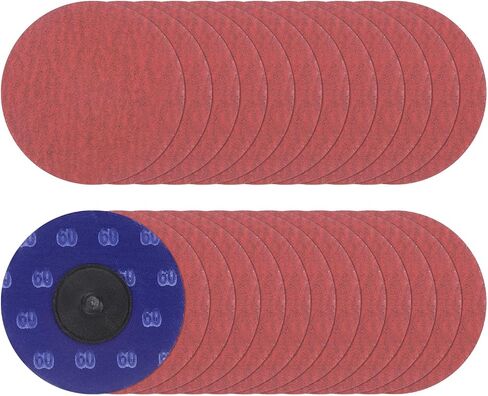 25pcs Quick Change Sanding Discs 3" 36 Grit R-Type Roll Lock Ceramic Grains Conditioning Disc Sandpaper for Die Grinder Grinding Fast Cutting, Bright Red in Saudi Arabia