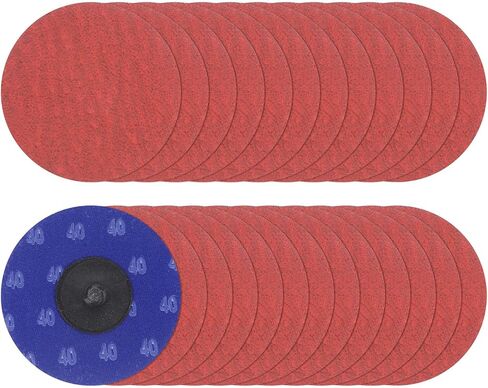 25pcs Quick Change Sanding Discs 3" 36 Grit R-Type Roll Lock Ceramic Grains Conditioning Disc Sandpaper for Die Grinder Grinding Fast Cutting, Bright Red in Saudi Arabia
