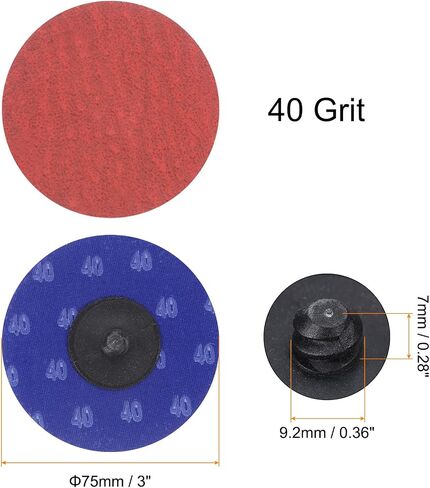 25pcs Quick Change Sanding Discs 3" 36 Grit R-Type Roll Lock Ceramic Grains Conditioning Disc Sandpaper for Die Grinder Grinding Fast Cutting, Bright Red in Saudi Arabia