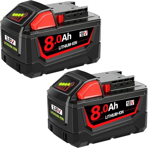 2 Packs 8.0AH Battery Replacement for Milw M-18 Battery Compatible with Milw 18V Cordless Power Tools M-18 Lithium Battery 48-11-1852 48-11-1850 48-11-1862 48-11-1812 in Saudi Arabia