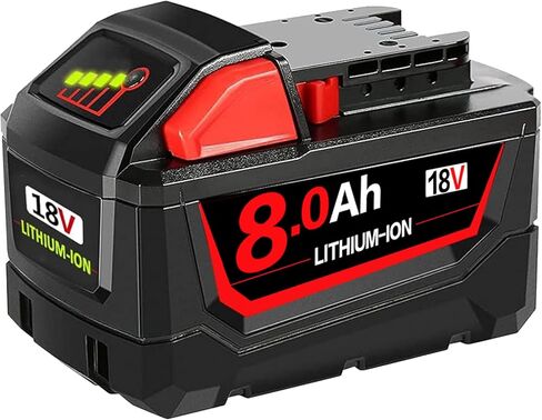 2 حزم 8.0AH استبدال البطارية لبطارية Milw M-18 المتوافقة مع أدوات الطاقة اللاسلكية Milw 18V M-18 بطارية ليثيوم 48-11-1852 48-11-1850 48-11-1862 48-11-1812 in Saudi Arabia
