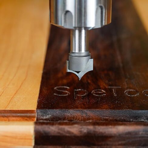 SpeTool 3/8 بوصة نصف قطر قطع راوتر بت 1/2 بوصة عرقوب 3/4 بوصة قطر القطع، 2 فلوت سوليد كربيد مائل مستدير فوق لقمة توجيه CNC لأداة نقش الأعمال الخشبية in Kuwait