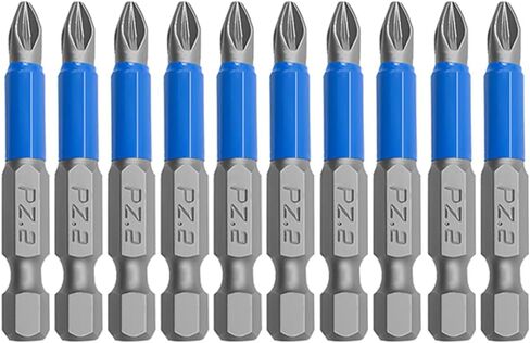 10PCS 1/4" Hex Shank Magnetic Pozidriv Head Screwdriver Bits, PZ2 Non-Slip Drill Bit Set, S2 Alloy Steel Screwdriver Drill Bit for Electric Hand Screwdrivers Tool (Pozidriv2 x 50mm Long) in Saudi Arabia