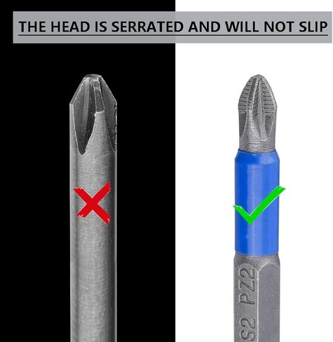 10PCS 1/4" Hex Shank Magnetic Pozidriv Head Screwdriver Bits, PZ2 Non-Slip Drill Bit Set, S2 Alloy Steel Screwdriver Drill Bit for Electric Hand Screwdrivers Tool (Pozidriv2 x 50mm Long) in Saudi Arabia