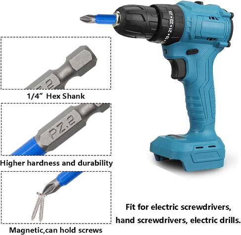 10PCS 1/4" Hex Shank Magnetic Pozidriv Head Screwdriver Bits, PZ2 Non-Slip Drill Bit Set, S2 Alloy Steel Screwdriver Drill Bit for Electric Hand Screwdrivers Tool (Pozidriv2 x 50mm Long) in Saudi Arabia
