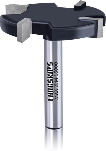 LANGSKIP'S CNC Spoilboard Surfing Router Bit 1/4 بوصة عرقوب، كبير جدًا 1-1 / 2 بوصة قطر القطع، لوح تسطيح جهاز التوجيه بت التخطيط لقمة تخطيط الخشب لقمة دادو المسوي YG6X كربيد - 4 أجنحة in Kuwait