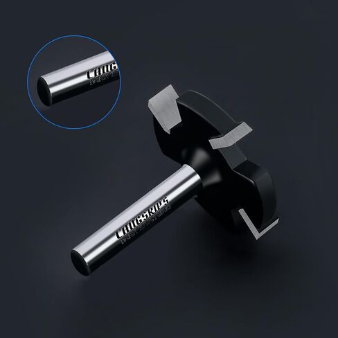 LANGSKIP'S CNC Spoilboard Surfing Router Bit 1/4 بوصة عرقوب، كبير جدًا 1-1 / 2 بوصة قطر القطع، لوح تسطيح جهاز التوجيه بت التخطيط لقمة تخطيط الخشب لقمة دادو المسوي YG6X كربيد - 4 أجنحة in Kuwait