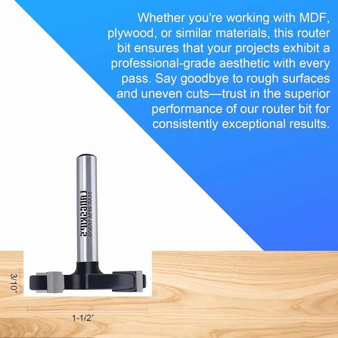 LANGSKIP'S CNC Spoilboard Surfing Router Bit 1/4 بوصة عرقوب، كبير جدًا 1-1 / 2 بوصة قطر القطع، لوح تسطيح جهاز التوجيه بت التخطيط لقمة تخطيط الخشب لقمة دادو المسوي YG6X كربيد - 4 أجنحة in Kuwait
