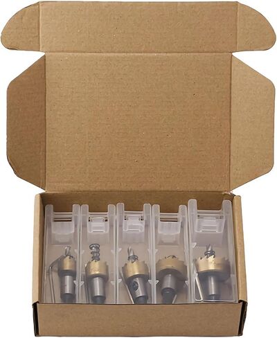 5PCS 16/18.5/20/25/30mm(5/8" to 1-3/16") HSS Hole Saw Cutter, Drill Bit Hole Saw Set Door Hole Drilling Kit for Stainless Steel, Aluminum Alloy, Copper, Iron, Plastic and Wood(Ti-Plating) in Saudi Arabia