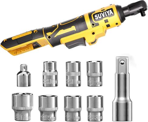 Cordless Electric Ratchet Wrench Set 3/8", Compatible For DEWALT 20V MAX Battery, 74Ft-Lbs 440RPM Power Ratchet Wrench with 1/4" Adapter, Power Electric Ratchet drive with variable speed (Tool Only) in Kuwait