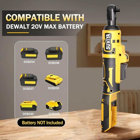 Cordless Electric Ratchet Wrench Set 3/8", Compatible For DEWALT 20V MAX Battery, 74Ft-Lbs 440RPM Power Ratchet Wrench with 1/4" Adapter, Power Electric Ratchet drive with variable speed (Tool Only) in Kuwait