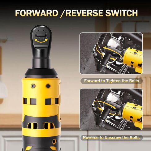 Cordless Electric Ratchet Wrench Set 3/8", Compatible For DEWALT 20V MAX Battery, 74Ft-Lbs 440RPM Power Ratchet Wrench with 1/4" Adapter, Power Electric Ratchet drive with variable speed (Tool Only) in Saudi Arabia