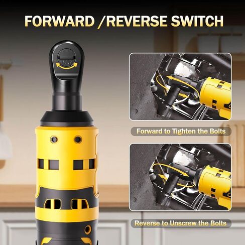 Cordless Electric Ratchet Wrench Set 3/8", Compatible For DEWALT 20V MAX Battery, 74Ft-Lbs 440RPM Power Ratchet Wrench with 1/4" Adapter, Power Electric Ratchet drive with variable speed (Tool Only) in Kuwait