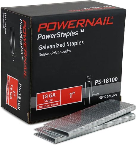 Powernail PS18100 18 قياس 1/4 بوصة تاج 1 بوصة طول نقطة إزميل ضيقة التاج (صندوق من 5000) in Kuwait