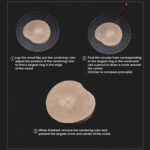 12" / 300mm Round Center Finder Tool Compass Acrylic with Centering Needle for Irregular Shapes, Drawing Circles on Wood, Poster Board, Plastic, Measuring Tools for Wood Lathe, Woodworking, Carpenter in Saudi Arabia